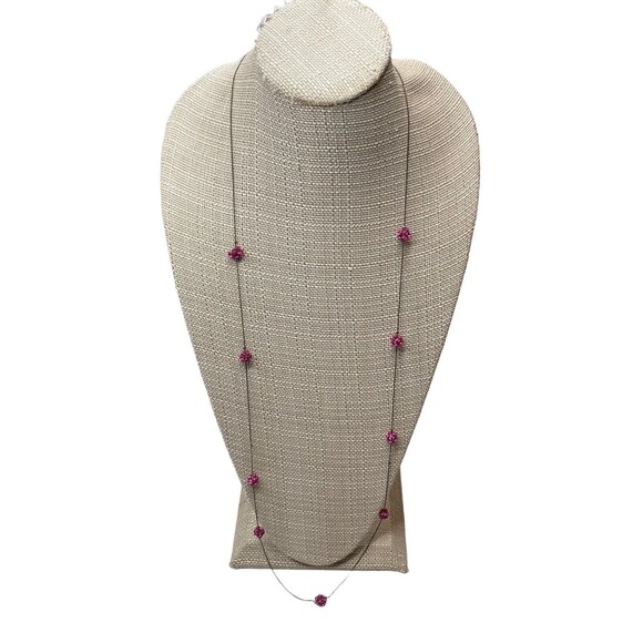 Pink Crystal Pave Rhinestone Necklace Lobster Clasp - Picture 1 of 5